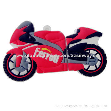 Rubber Motorcycle USB Flash Drive, 2 to 64GB Capacity